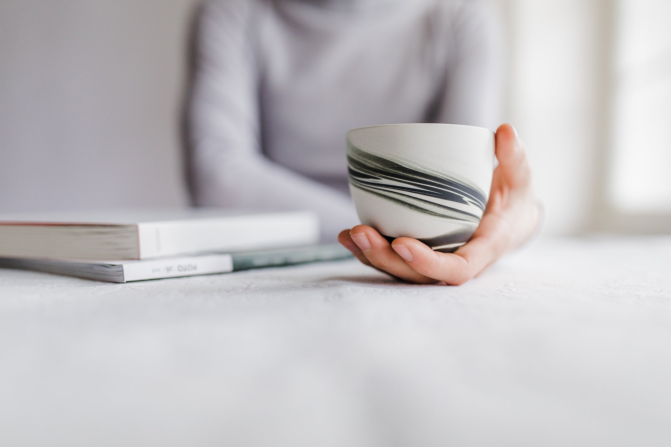 Kouřový šálek - bílá s černou - 65ml až 300ml