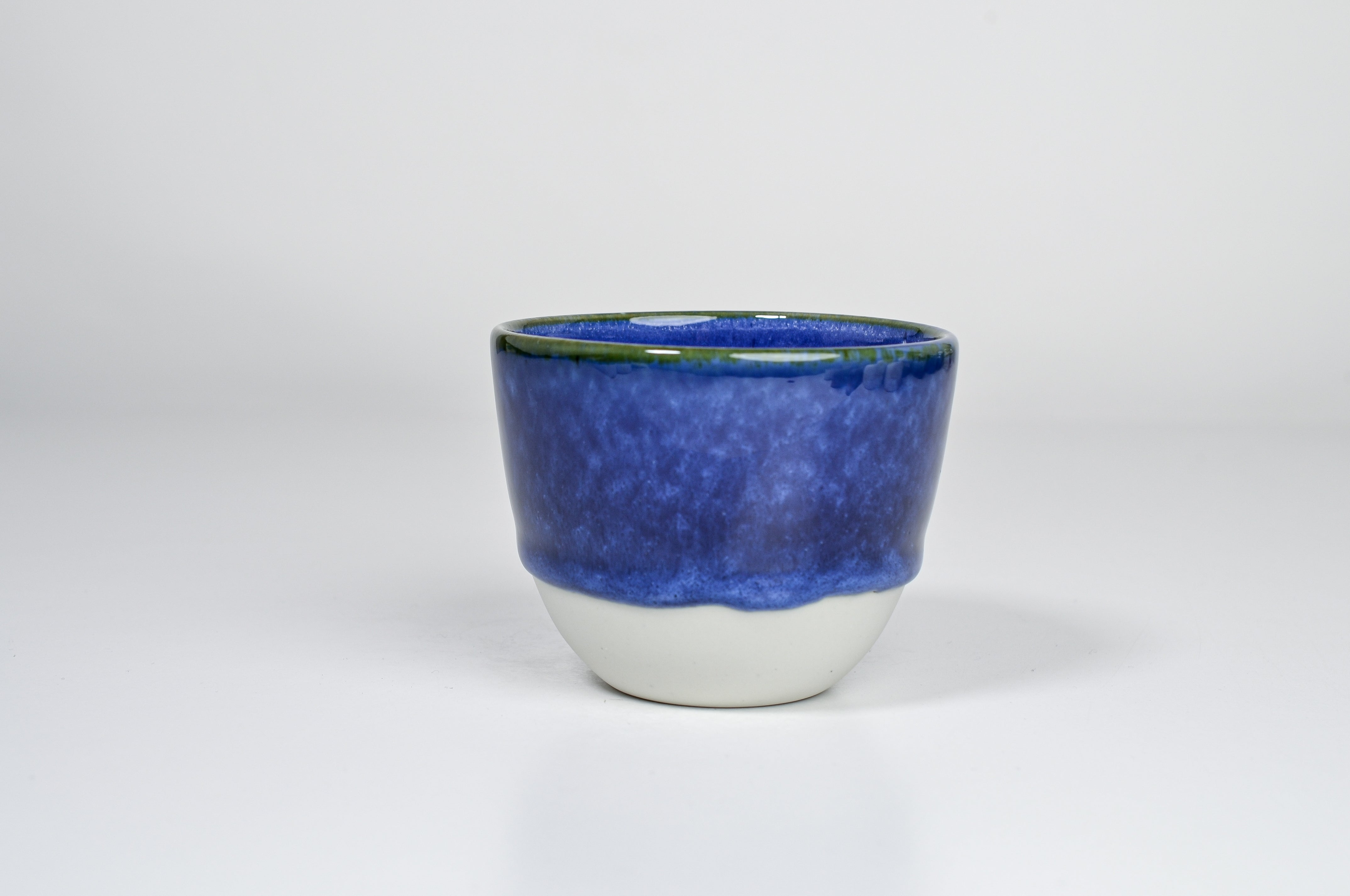 Simple blue cup with dripping glaze- 200ml