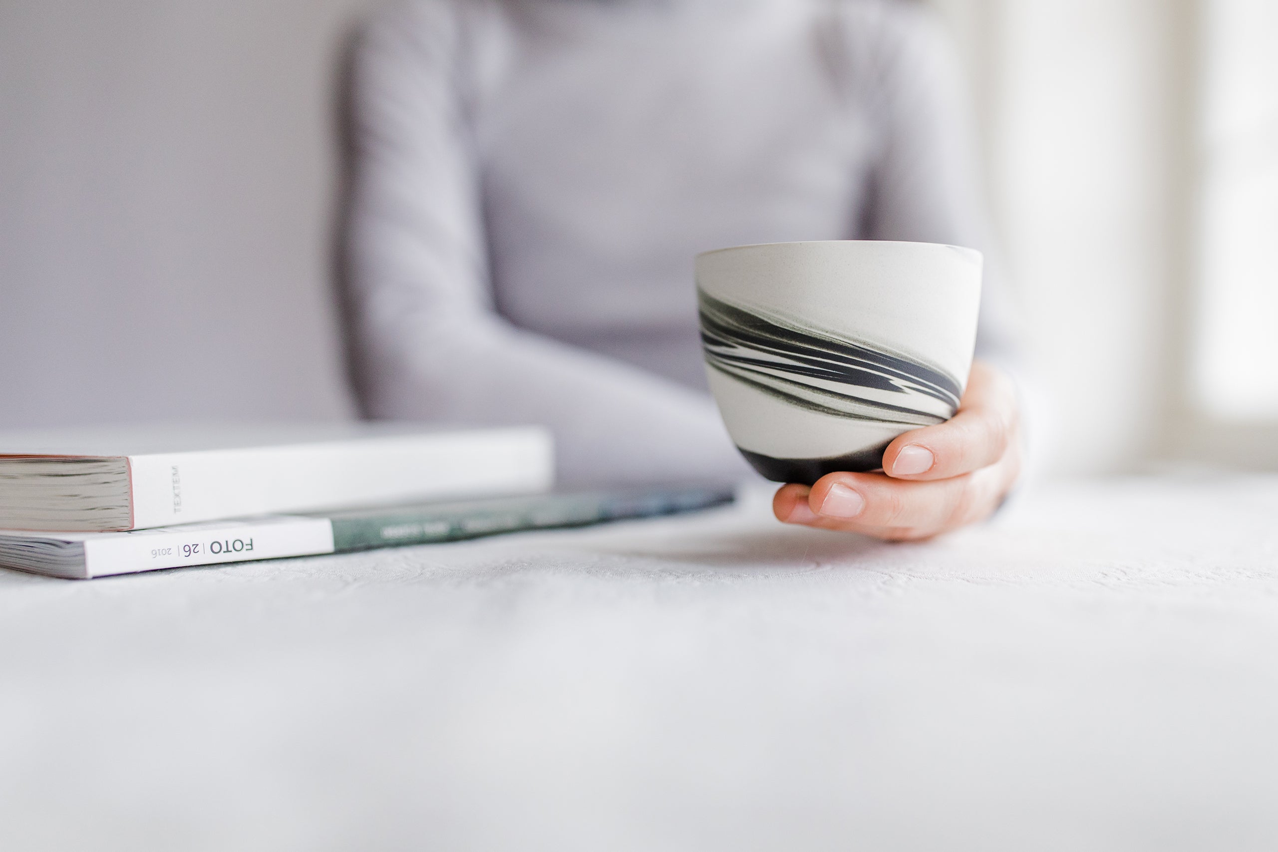 Kouřový šálek - bílá s černou - 65ml až 300ml